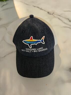 Local Crowns Higgins Lake Michigan Trucker Snapback Cap No Salt No Sharks Gray